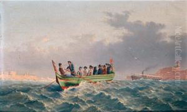 Figures In A Rowing Boat, Valetta Harbour, Malta - view 1