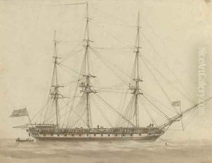 A British frigate riding on her anchor A British frigate riding on her anchor