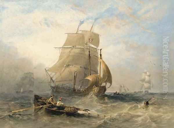 A collier brig, a lugger, and other fishing vessels off the north east coast - view 1