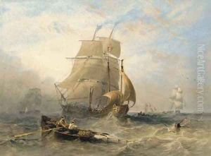 A collier brig, a lugger, and other fishing vessels off the north east coast by James Wilson Carmichael