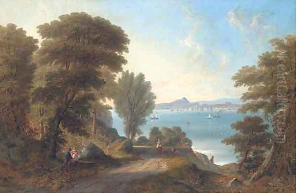 A view across the Firth of Forth to Edinburgh, the Castle, Holyrood Palace, Arthur's Seat and the Salisbury Crags in the distance - view 1