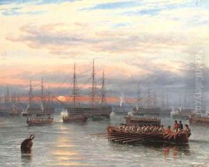 Sunrise in the Baltic off Cronstadt
