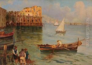 Scorcio Di Napoli Sullo Sfondo Di Palazzo Donnanna by Giuseppe Giardiello