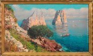 Ansicht Von Capri Mit Blick Auf Die Faraglioni by Giuseppe Giardiello