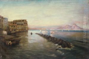 Marina Napoletana Con Veduta Del Vesuvio