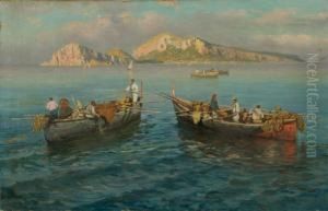 Pescatori Nel Mare Di Capri by Giuseppe Giardiello