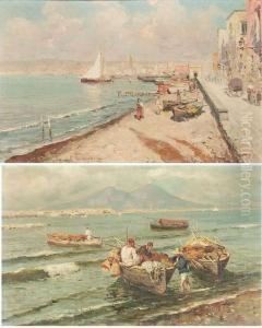 Fishermen In The Bay Of Naples by Giuseppe Giardiello