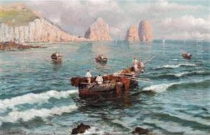 Punta Tiagara E Farigliani Di Capri by Giuseppe Giardiello