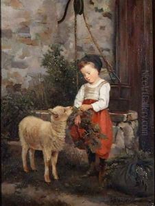 The Pet Lamb, 1877 by Camille-Leopold Cabaillot-Lasalle