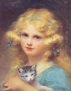 Portrait of a young girl holding a kitten