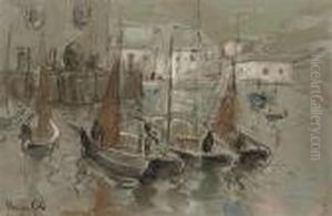 Fishing Boats In The Harbour by Harry Phelan Gibb