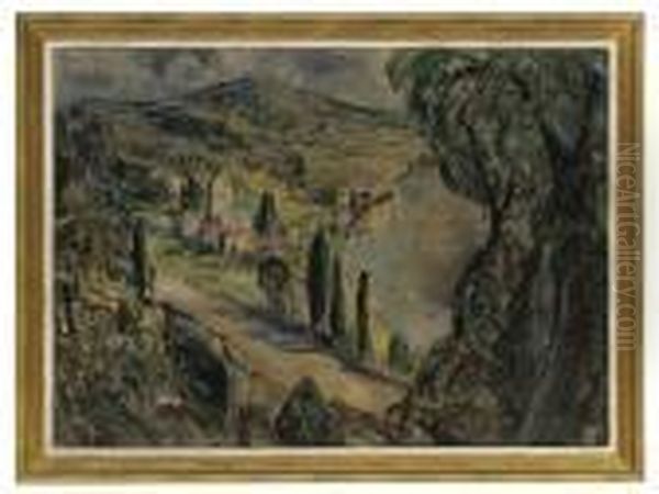 Cypress Trees On The Mediterranean Coast - view 1