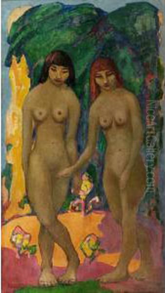 Two Nudes In Landscape - view 1