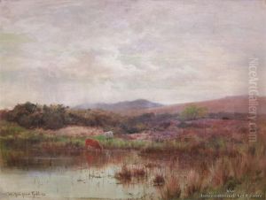 Cattle Drinking From A Stream, Canterbury by William Menzies Gibb