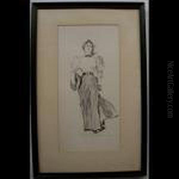 A Gibson Girl With Straw Hat Walking - view 1