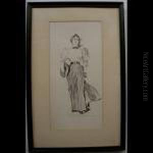 A Gibson Girl With Straw Hat Walking by Charles Dana Gibson