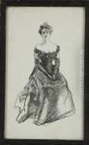 Seated Lady Wearing Gown And Gloves by Charles Dana Gibson