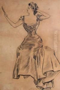 Woman With Mirror by Charles Dana Gibson