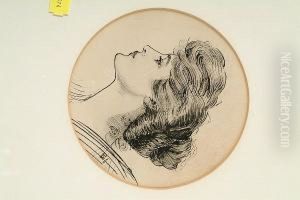 Portrait Of A Girl, Together With A Book By The Artist 'the Social Ladder' by Charles Dana Gibson