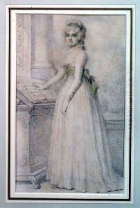 Portrait of a woman by a music stand Portrait of a woman by a music stand