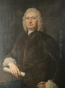 Portrait Of A Gentleman, Half-length, In A Brown Coat And Holding A Scroll