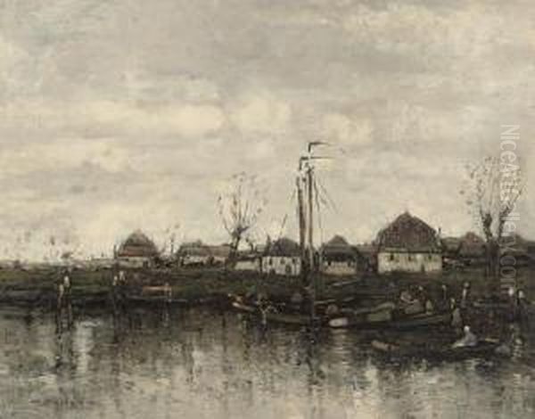 Barges On A Dutch Canal - view 1