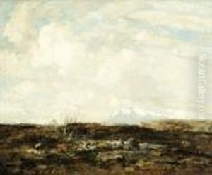 Upland Landscape With Snow Cappedmountain Beyond