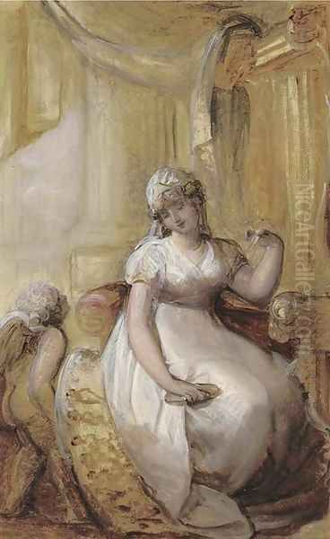 A lady at her toilet - view 1