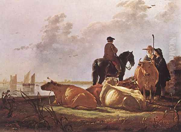 Peasants with Four Cows by the River Merwede - view 1