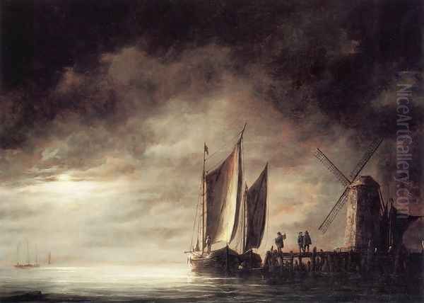 Dordrecht Harbour By Moonlight - view 1