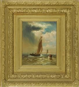 Small Sailing Vessel Off A Buoy