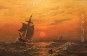Luminous Sunset Over The High Seas by Charles Henry Gifford