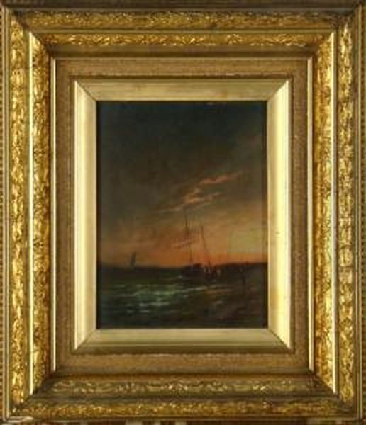 Luminous Coastal View With Ships And Figures - view 1