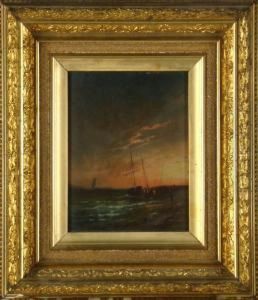 Luminous Coastal View With Ships And Figures by Charles Henry Gifford