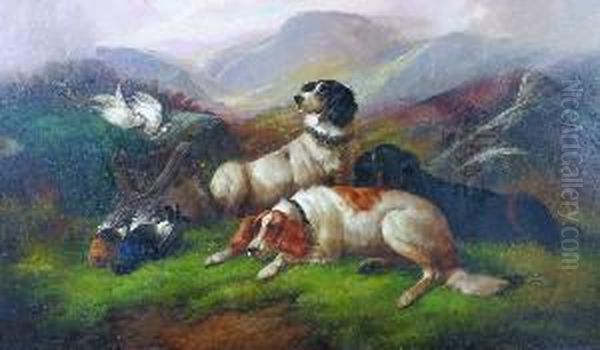 Hunting Dogs In A Highland Landscape - view 1