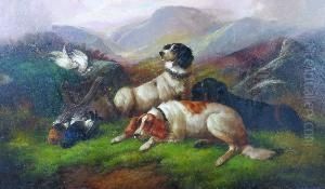 Hunting Dogs In A Highland Landscape by John Gifford