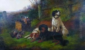 Hunting Dogs At Rest With Game by John Gifford
