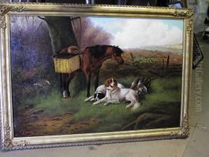 A Pony And Gundogs With Game In A Landscape by John Gifford