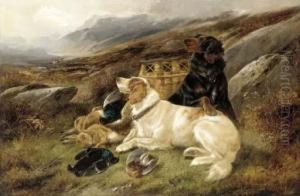 An English And A Gordon Setter With The Day's Bag On A Moor An English And A Gordon Setter With The Day's Bag On A Moor