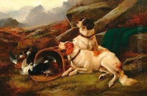 Two Setters With Dead Game In A Landscape Two Setters With Dead Game In A Landscape
