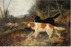 Spaniels Putting Up Pheasant by John Gifford