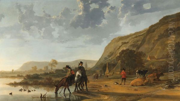 River Landscape With Riders by Aelbert Cuyp