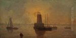 Vessels By A Lighthouse by Robert Swain Gifford