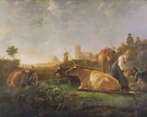 A Distant View of Dordrecht with Sleeping Herdsman and Five Cows