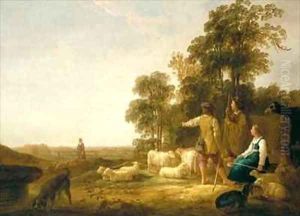A Landscape with Shepherds and Shepherdesses by Aelbert Cuyp