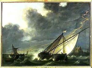 Boats in the Estuary of Holland Diep in a Storm