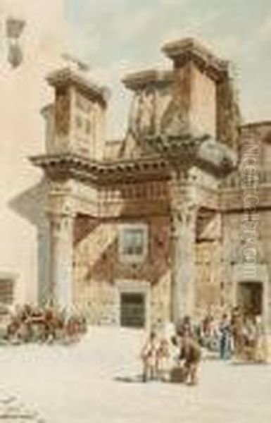 Ancient Ruin In Town Square - view 1