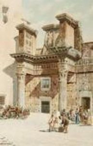 Ancient Ruin In Town Square by Roberto Gigli