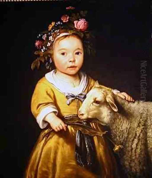 Portrait of a girl with a lamb - view 1