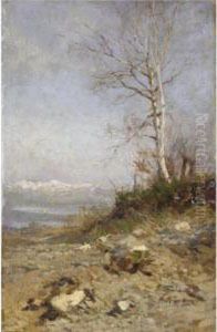 Betulla In Riva Al Lago by Eugenio Gignous